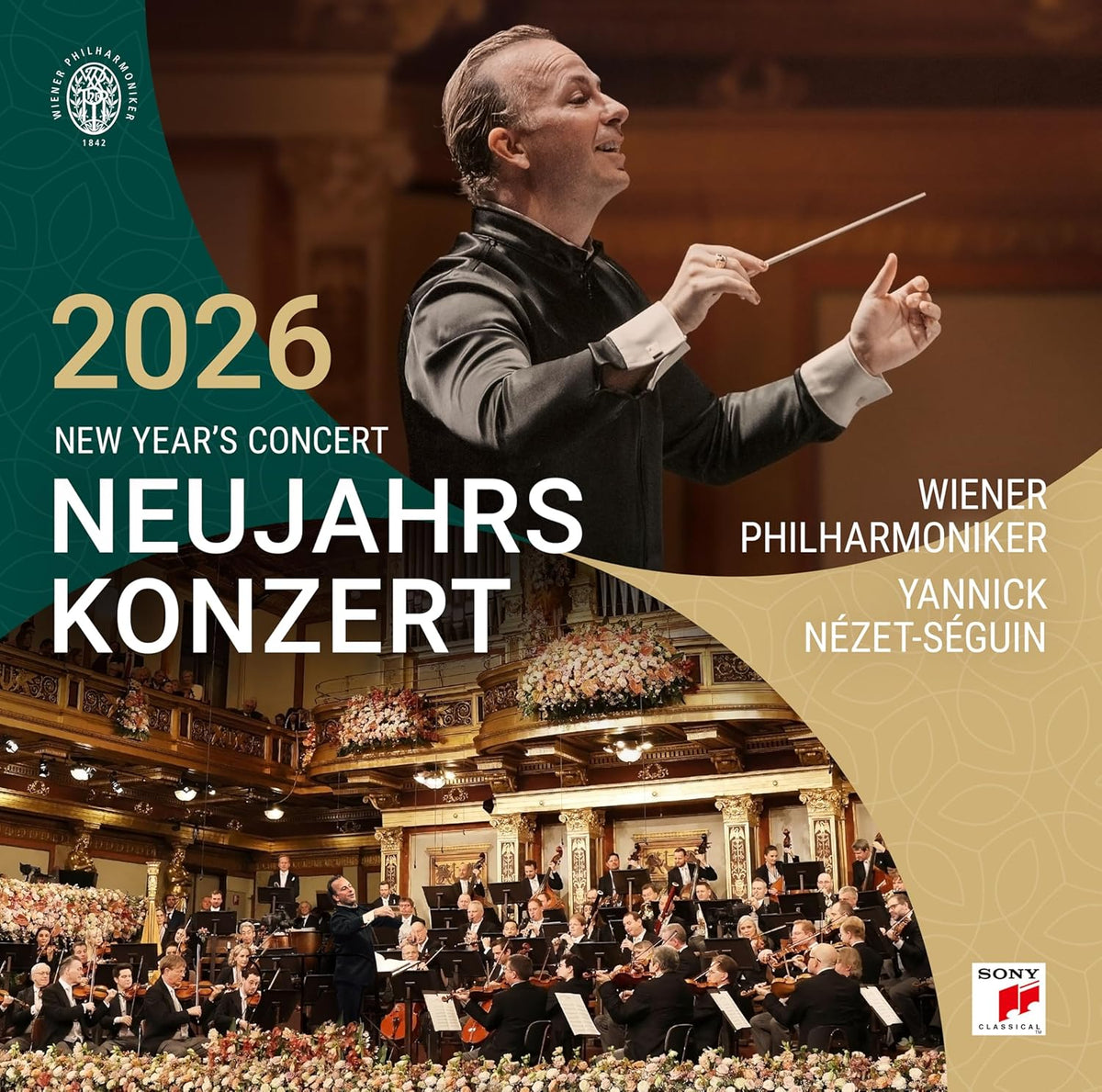 Vienna Philharmonic New Year's Concert 2026 DVD cover with conductor Yannick Nézet-Séguin.
