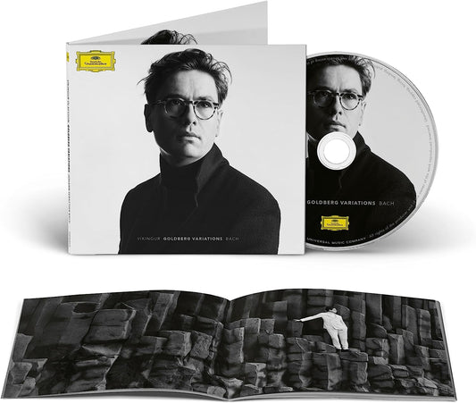Vikingur Olafsson Goldberg Variations CD case, disc, and open booklet with landscape photography.