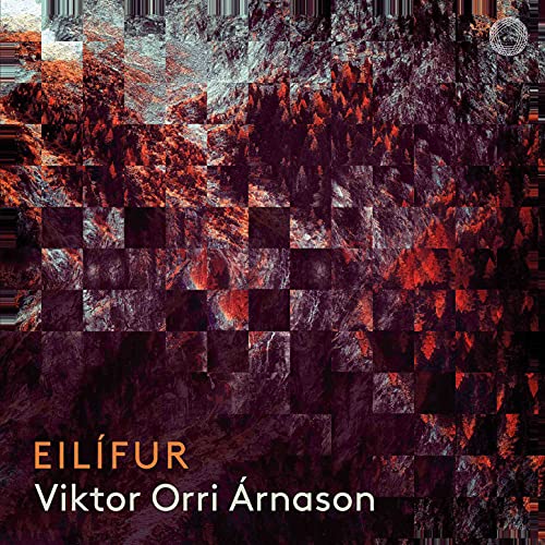CD cover for "Eilifur" by Viktor Orri Arnason, abstract tiled landscape.