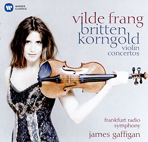 Vilde Frang holding a violin on a music album cover with text.