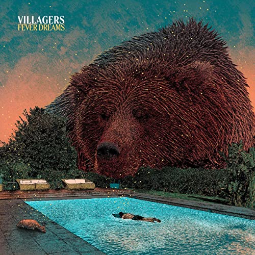 Album cover: a large bear overlooks a backyard swimming pool.