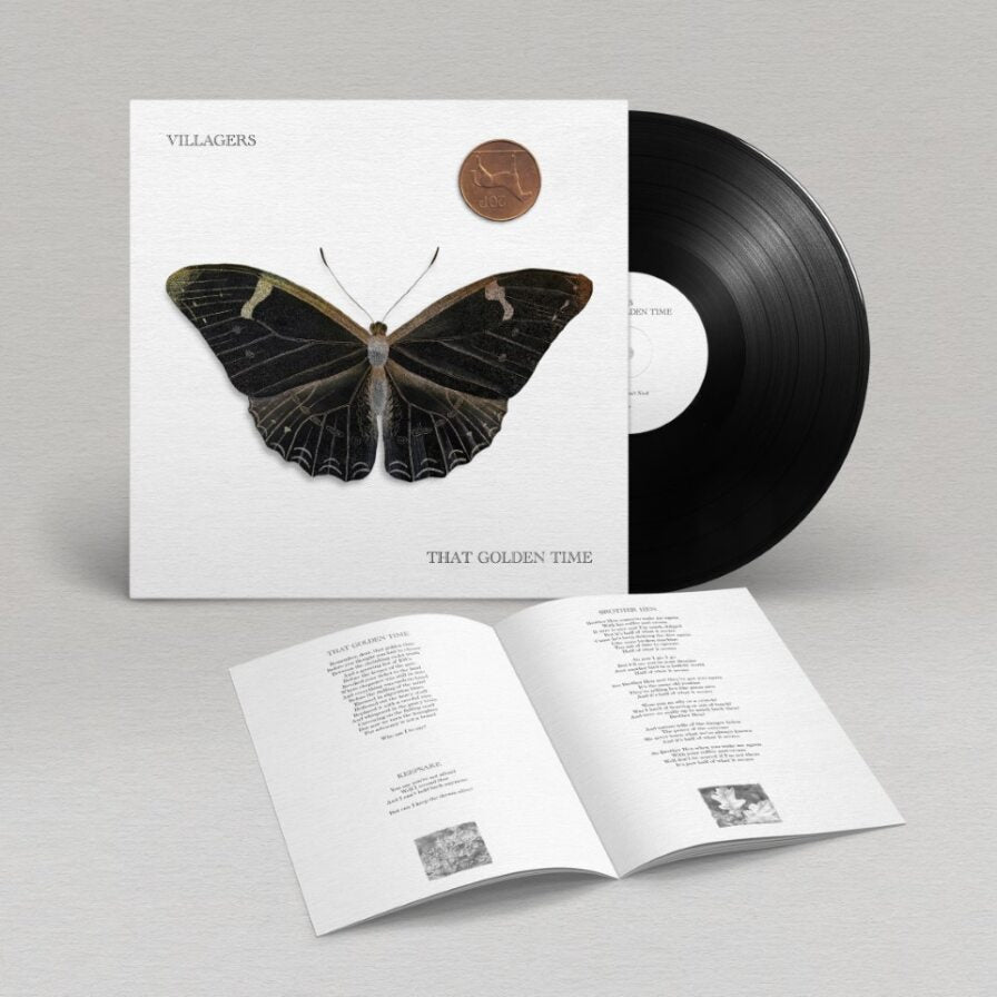 Villagers album “That Golden Time” vinyl record with butterfly artwork and lyric sheet.