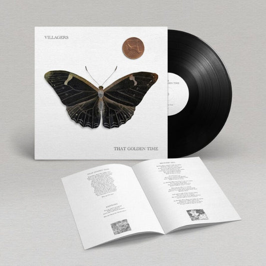 Villagers album “That Golden Time” vinyl record with butterfly artwork and lyric sheet.