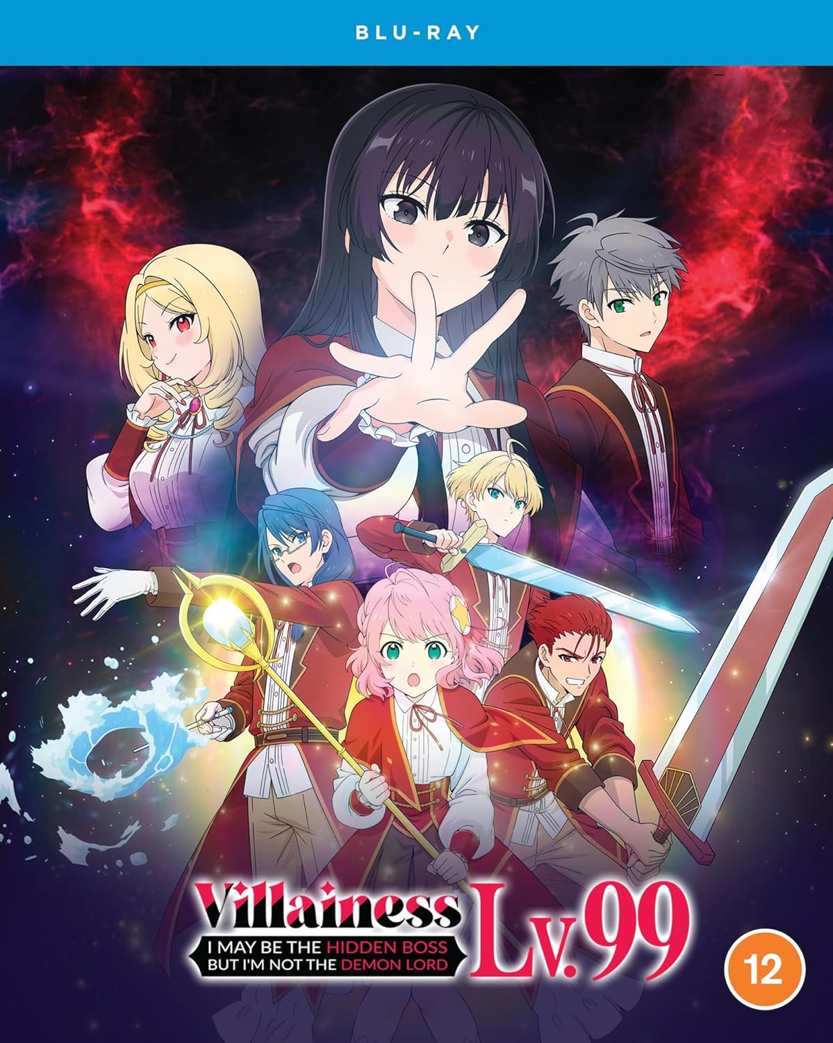 Blu-ray cover for anime “Villainess Level 99” featuring five characters.