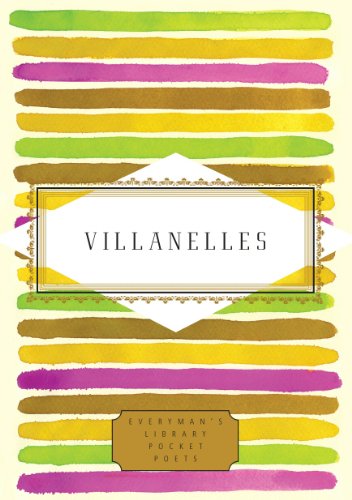 Book cover with colorful stripes and the title "Villanelles" in a frame.