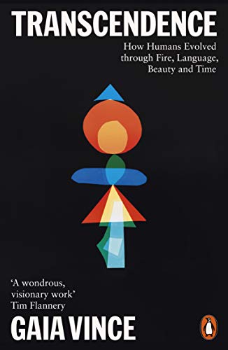 Book cover: “Transcendence” by Gaia Vince, with abstract geometric design.