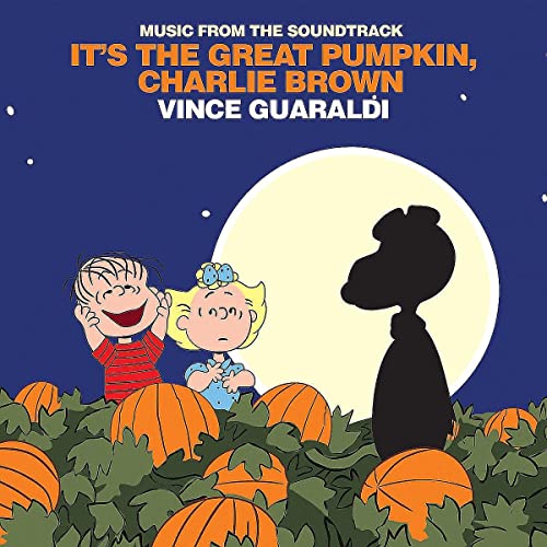 Album cover for "It's The Great Pumpkin, Charlie Brown" with characters and pumpkins.