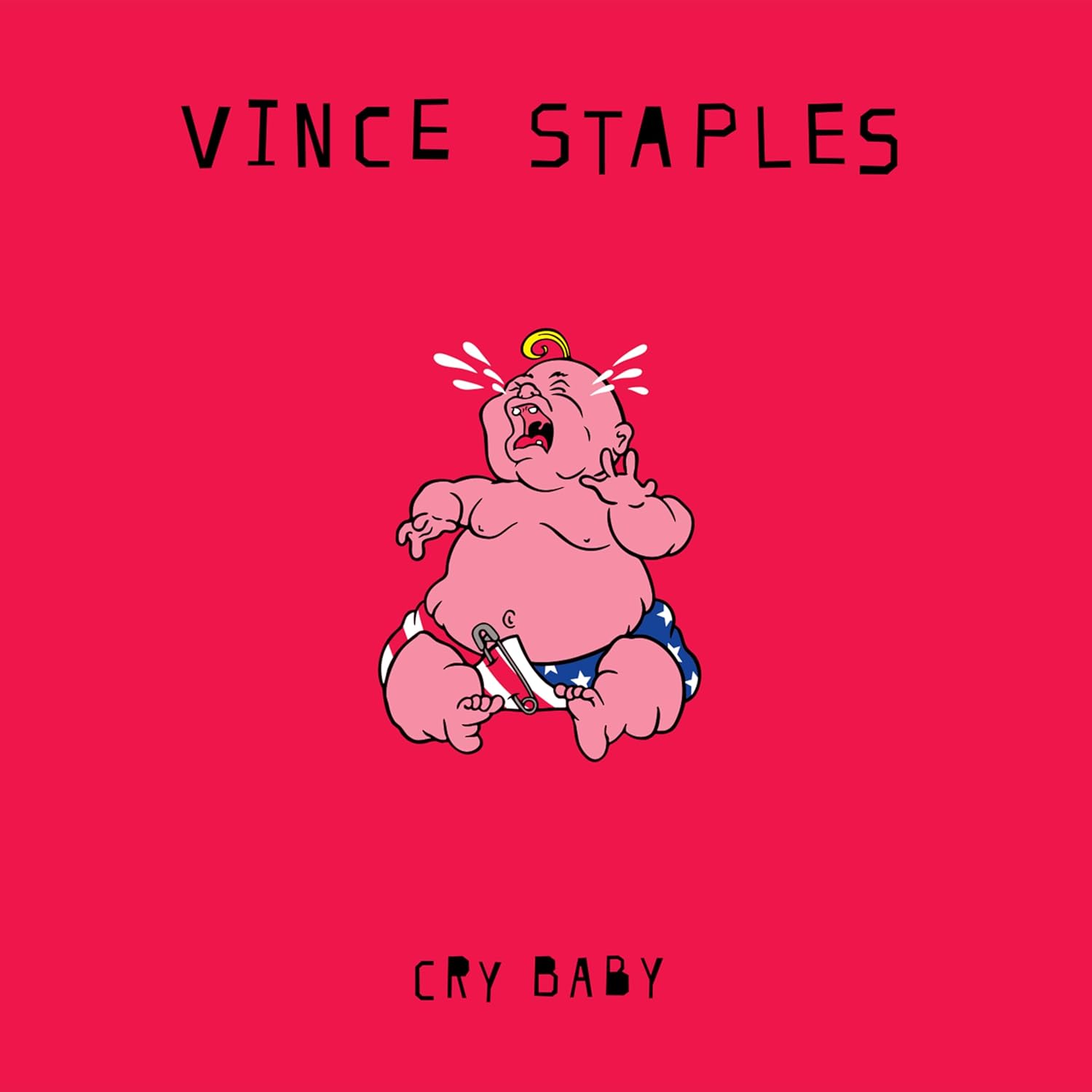 Album cover featuring a crying baby in a diaper on a solid red background.