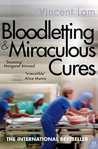 Book cover with title text over a blurred hospital operating room scene.