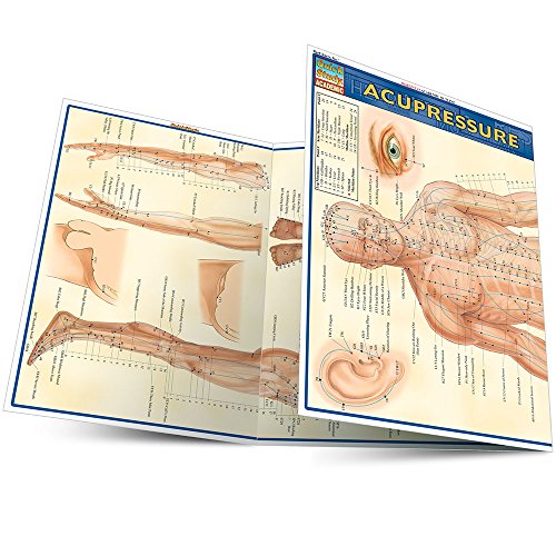 An educational chart showing human anatomy with labeled acupressure points and meridian lines.