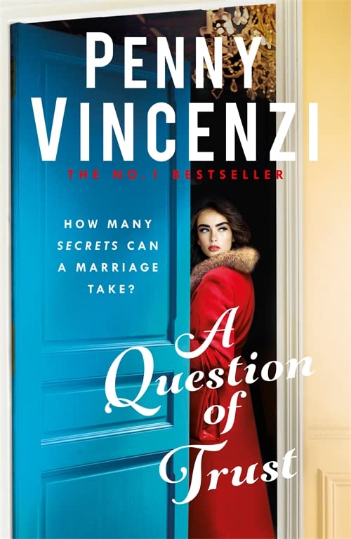 Book cover: woman in red coat standing in a doorway.