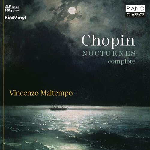Vinyl record cover for Chopin Nocturnes by Vincenzo Maltempo, seascape.