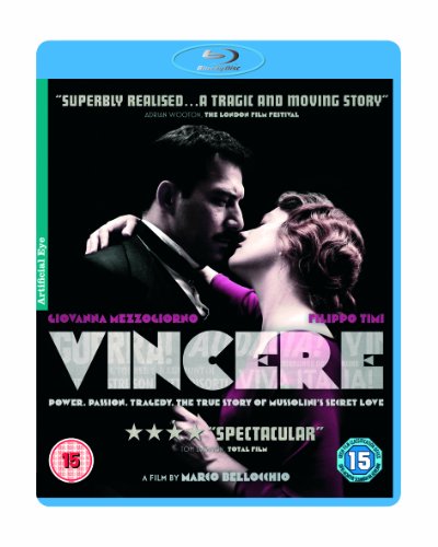 "Blu-ray case for 'Vincere' with man and woman embracing on the cover."