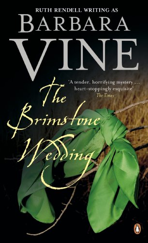 Book cover: "The Brimstone Wedding" by Barbara Vine, featuring green fabric and branches.