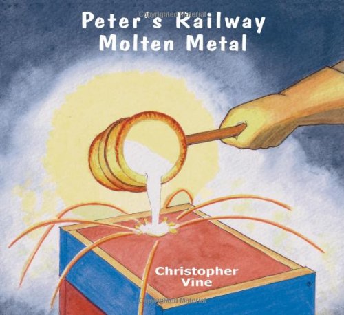 "Book cover showing hand pouring molten metal into a red and blue box."