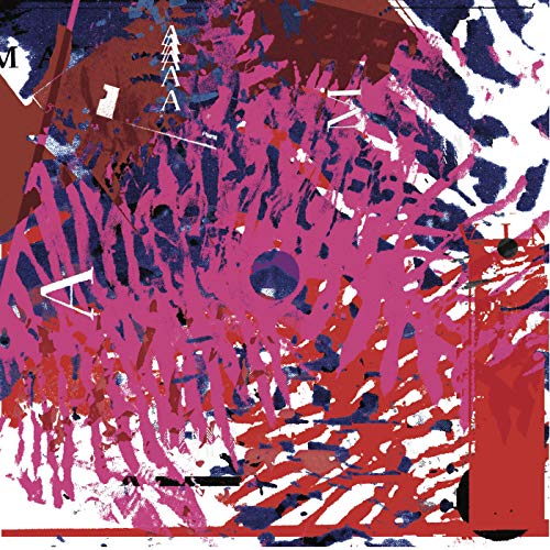 Abstract album cover for "Amazonia" vinyl, with pink and red brushstrokes.