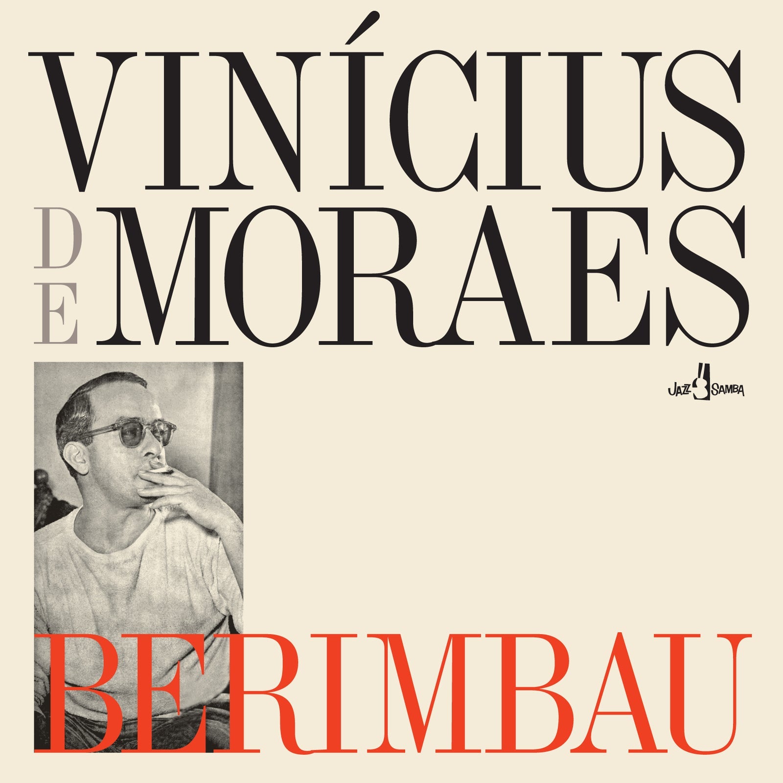 Vinyl record cover featuring Vinicius de Moraes portrait and bold text.