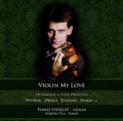 CD cover: violinist with violin, ornate green background, text "Violin My Love".