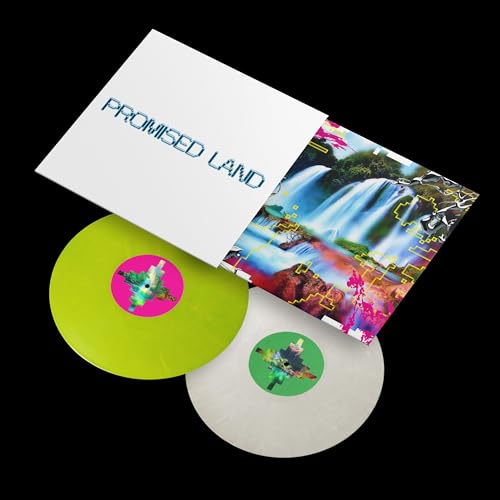 Two vinyl records and album artwork with a waterfall scene.
