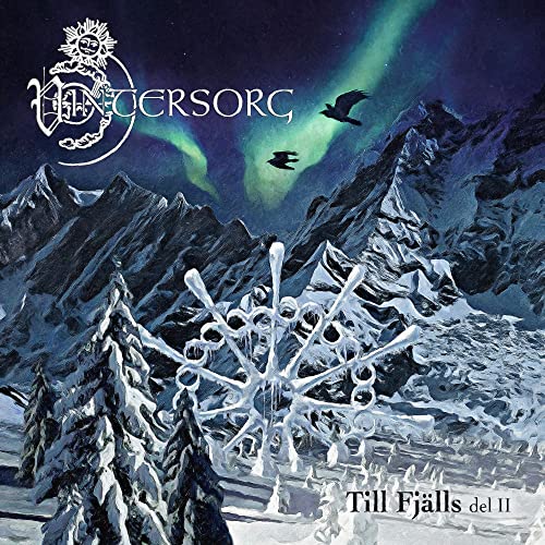 CD cover: snowy mountains, aurora borealis, raven, and band logo "Vintersorg".