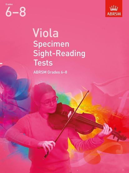 Viola sheet music cover with a musician playing, pink and blue tones.