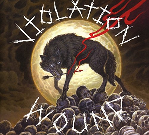 CD cover: Wolf howling at moon over pile of skulls.