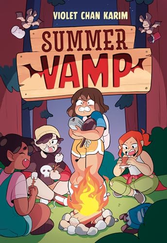 “Summer Vamp” graphic novel cover with kids around a campfire.