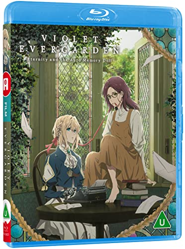 Violet Evergarden and Isabella York sitting at a table with a typewriter.