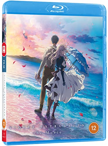 A man and woman stand on a beach at sunset on this Blu-ray cover.