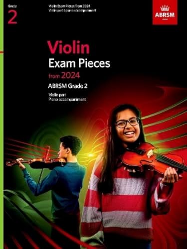 ABRSM Grade 2 violin exam book cover featuring two students playing violins.