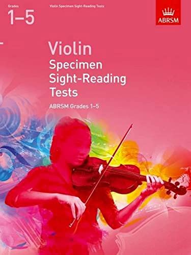 Book cover for ABRSM Violin Specimen Sight-Reading Tests, Grades 1–5, with colorful abstract background.