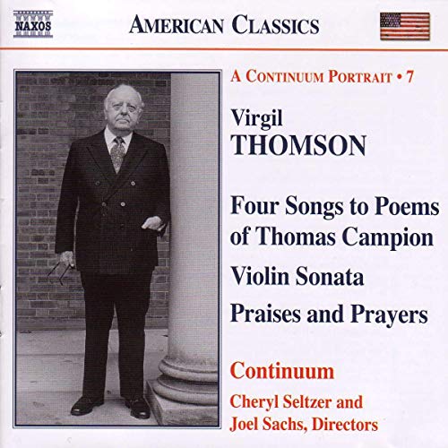 CD cover featuring portrait of composer Virgil Thomson and track listing.