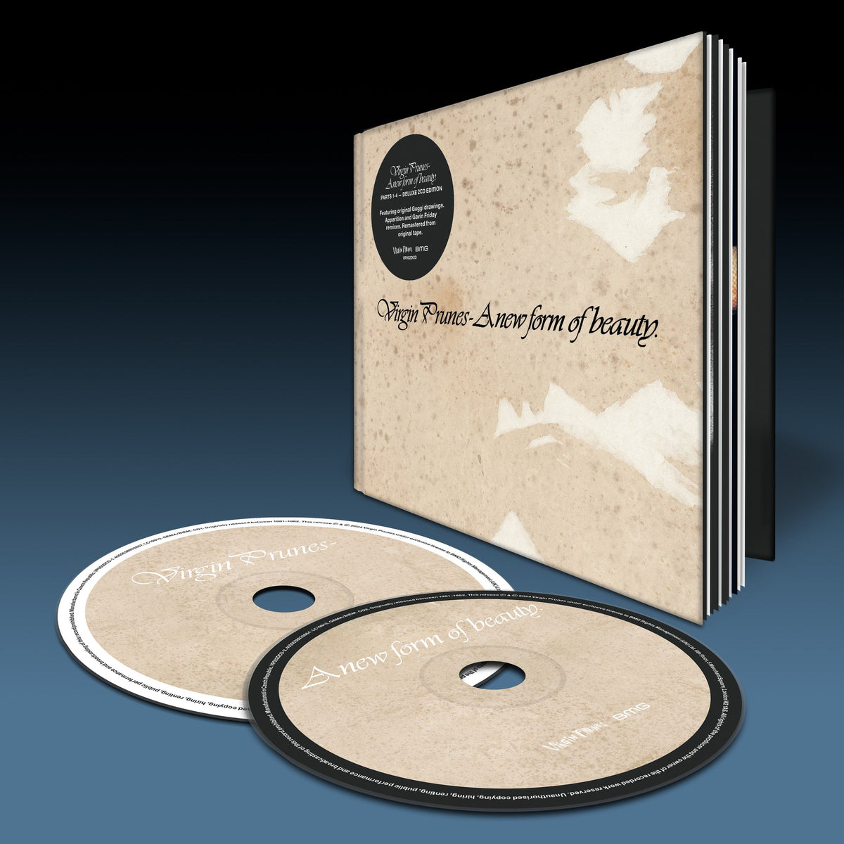 Four-disc CD set, "Virgin Prunes - A New Form of Beauty," with white cover.