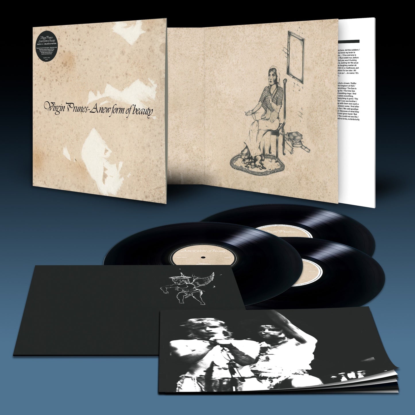 Vinyl record of Virgin Prunes’ “A New Form of Beauty” with artwork.