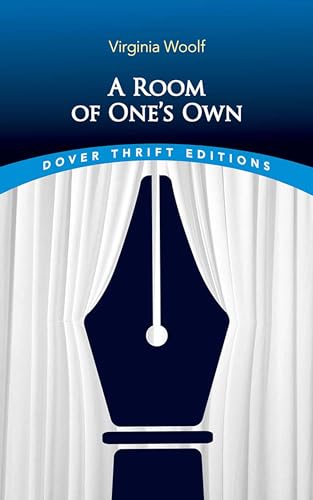 Book cover for "A Room of One's Own" featuring a pen and curtains.