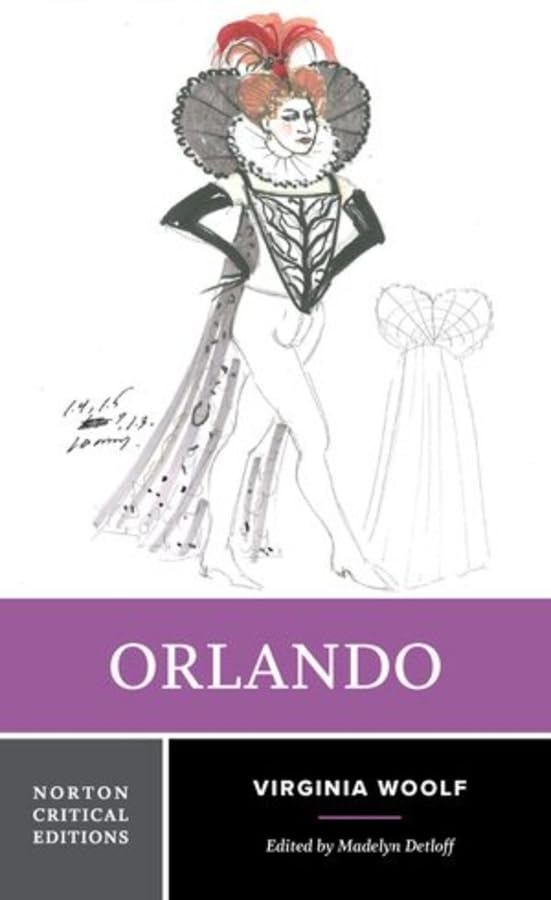 Book cover of "Orlando" by Virginia Woolf with a sketched figure.