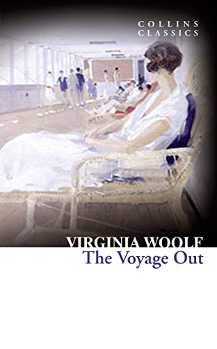 Book cover for "The Voyage Out" by Virginia Woolf, showing passengers.