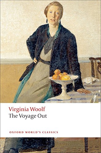 Book cover: painting of a woman with fruit, title “The Voyage Out”.