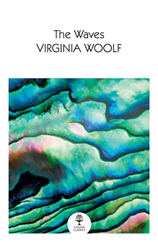 Book cover of "The Waves" by Virginia Woolf with abstract wave art.
