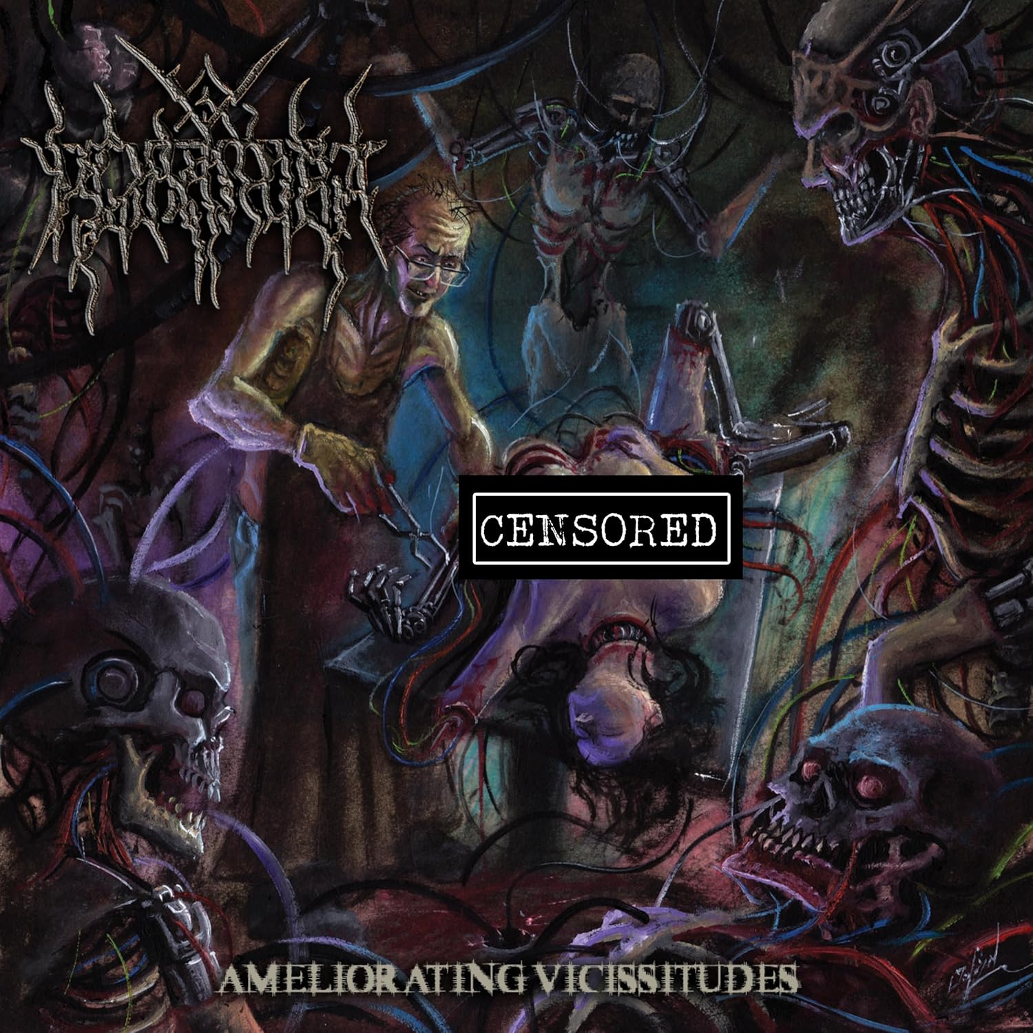 Dark, grotesque album cover for "Virologist - Ameliorating Vicissitudes" CD.