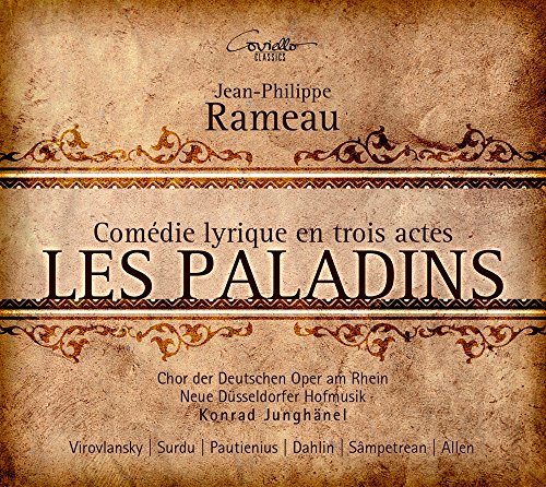 "CD cover for 'Les Paladins' by Jean-Philippe Rameau, featuring ornate, aged design."