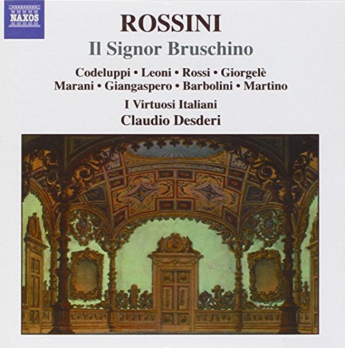 CD cover for Rossini’s “Il Signor Bruschino” with ornate gold detailing.