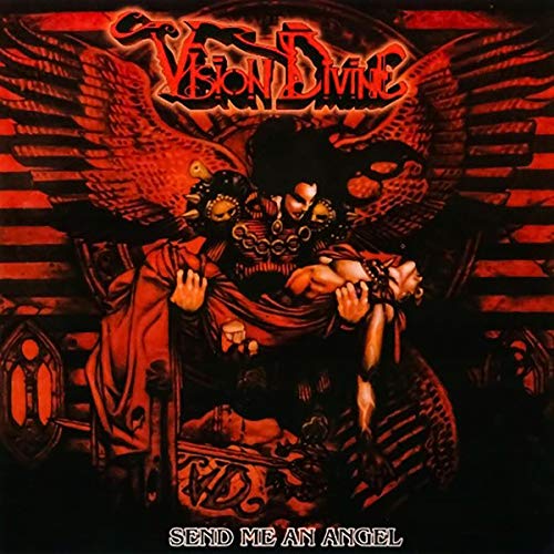 Vision Divine album cover: red, gothic imagery of angel and figure.