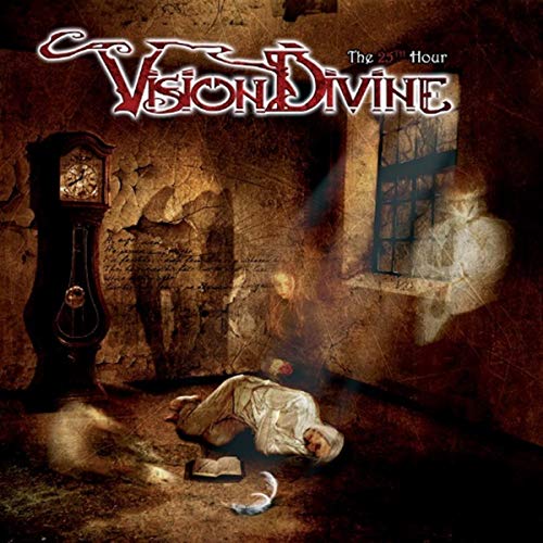 Album cover for Vision Divine’s “The 25th Hour” featuring a clock and figure.