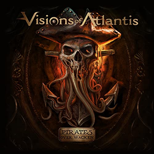 Skull wearing a pirate hat with tentacles and crossed anchors.
