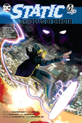 Comic cover featuring Static Shock surfing on an electric energy platform.