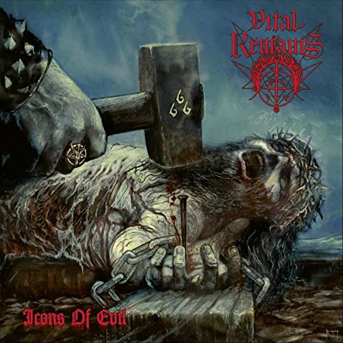 Dark album cover depicting a gruesome, thorny figure with a hammer.