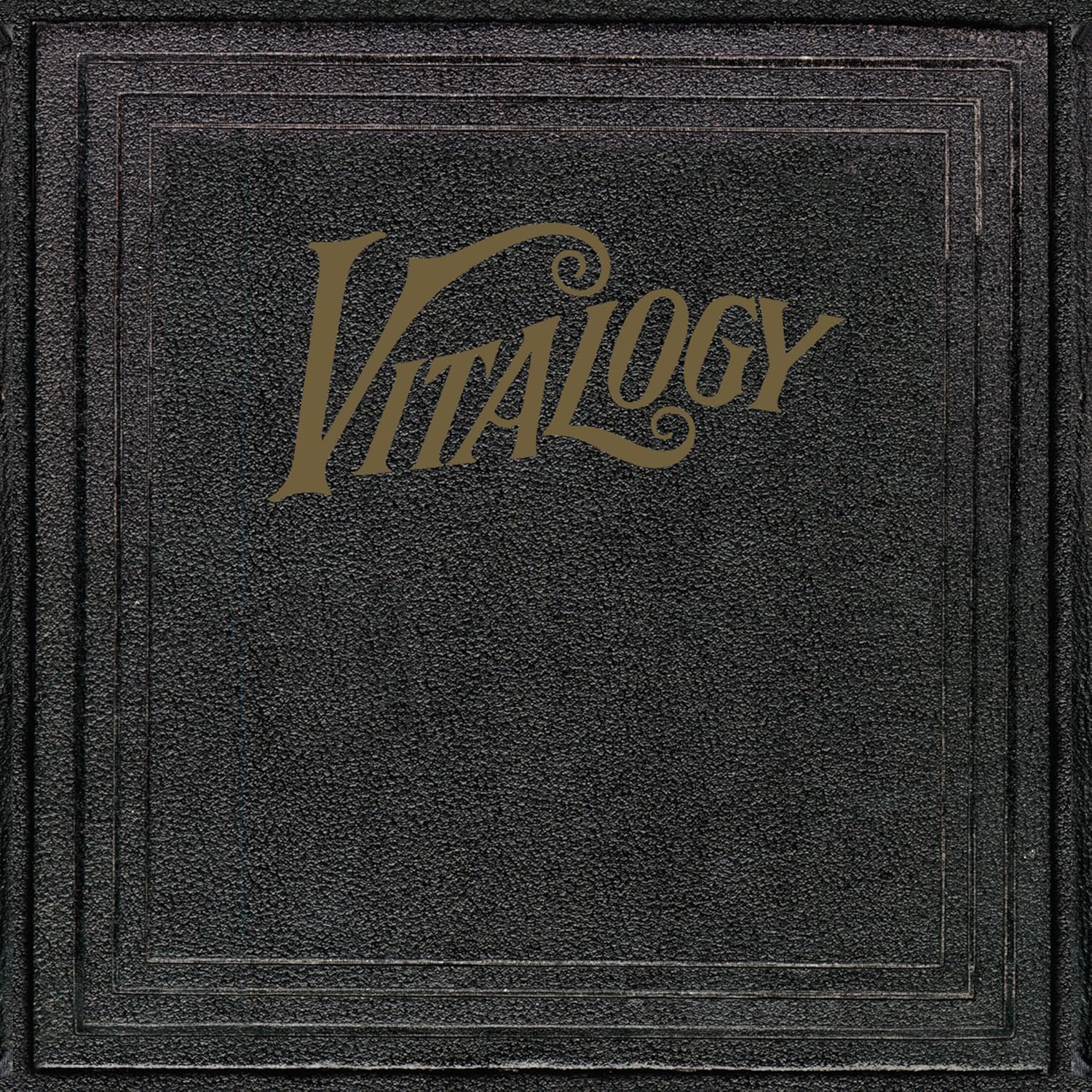 Black Blu-ray case for Pearl Jam’s “Vitalogy” album, ornate gold lettering.