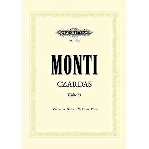 Sheet music cover for Monti’s “Czardas” for violin and piano.