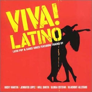 Red CD cover with yellow "Viva Latino!" text and silhouetted dancers.